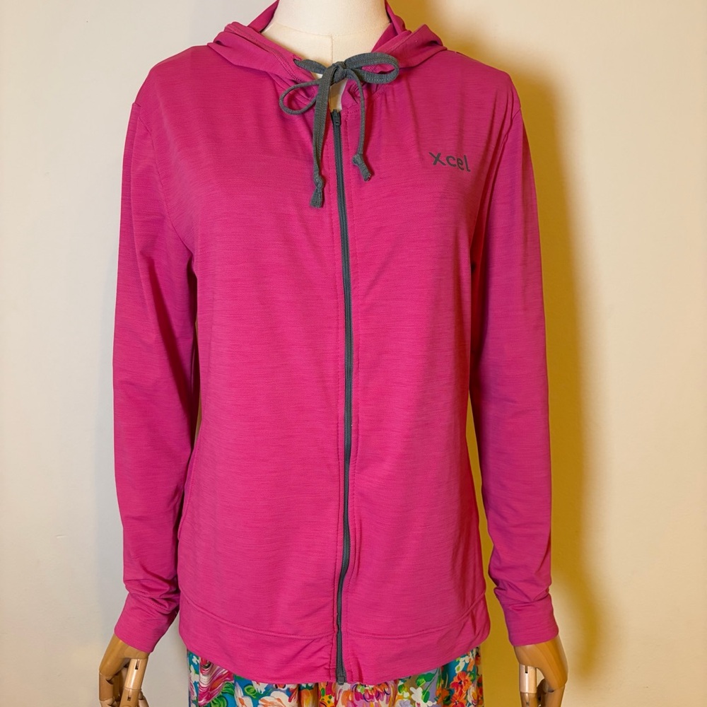 Xcel Women’s UV Protection UPF 30+ Full Zip Hoodie Jacket Pink Fuchsia Size M